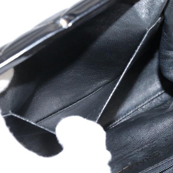 CHANEL Matelasse Chain Hand Bag Patent leather Black Gold CC Auth hk1896