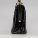 CHANEL Matelasse Chain Hand Bag Patent leather Black Gold CC Auth hk1896-4