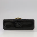 CHANEL Matelasse Chain Hand Bag Patent leather Black Gold CC Auth hk1896-9