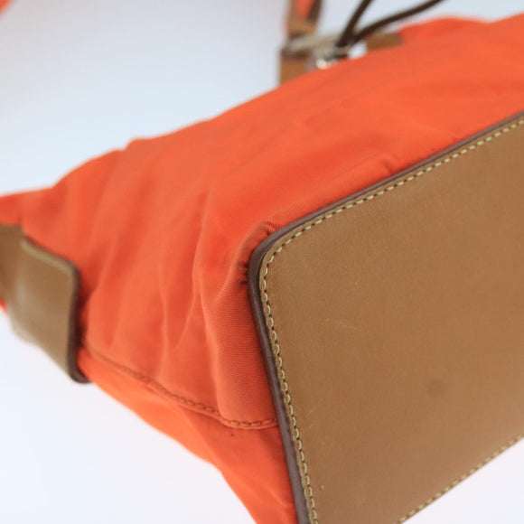 PRADA Shoulder Bag Nylon Orange Silver Auth hk1901V