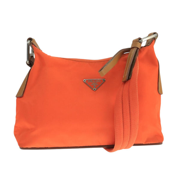 PRADA Shoulder Bag Nylon Orange Silver Auth hk1901V