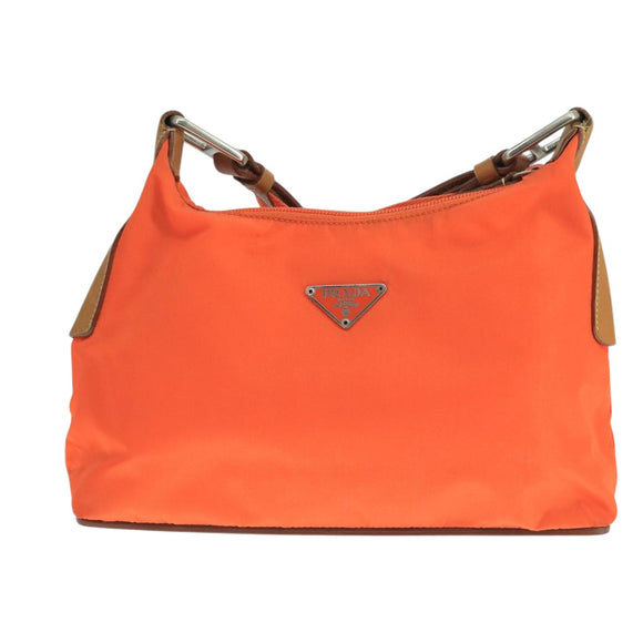 PRADA Shoulder Bag Nylon Orange Silver Auth hk1901V
