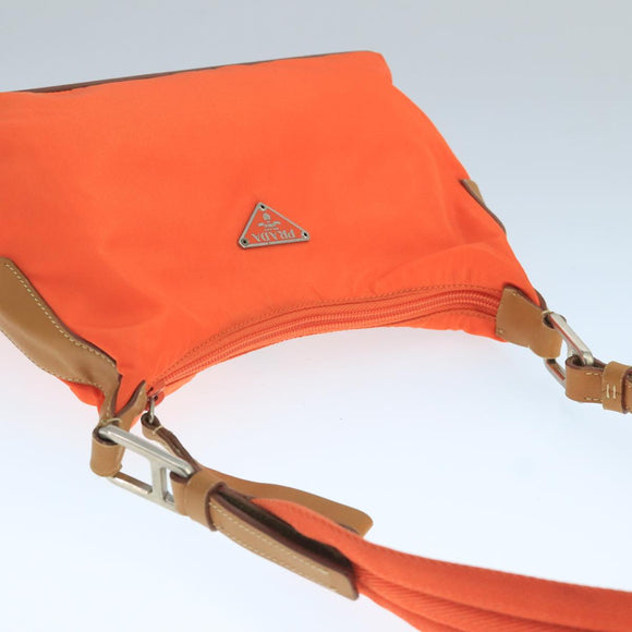 PRADA Shoulder Bag Nylon Orange Silver Auth hk1901V