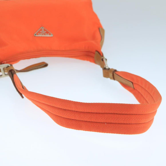 PRADA Shoulder Bag Nylon Orange Silver Auth hk1901V