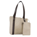 BVLGARI Logo Mania Tote Bag Canvas Beige Auth hk1924-1