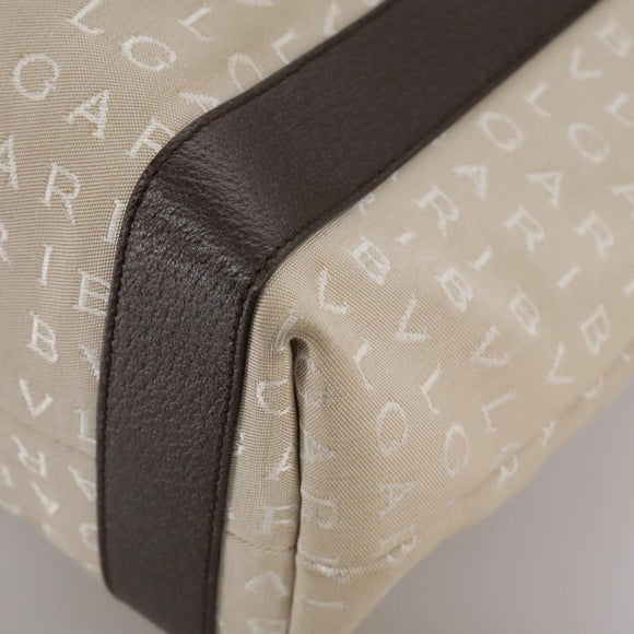 BVLGARI Logo Mania Tote Bag Canvas Beige Auth hk1924