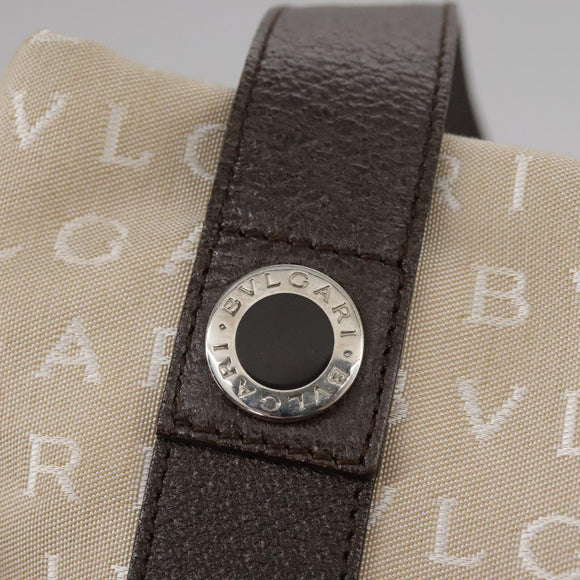 BVLGARI Logo Mania Tote Bag Canvas Beige Auth hk1924