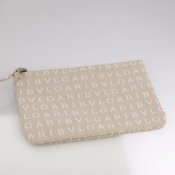 BVLGARI Logo Mania Tote Bag Canvas Beige Auth hk1924