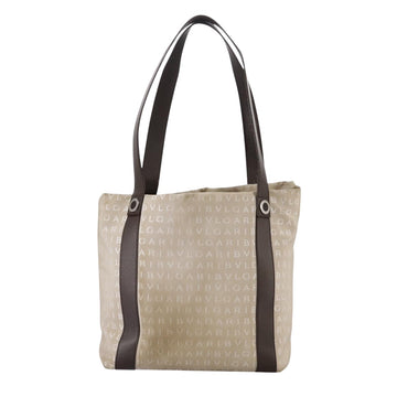 BVLGARI Logo Mania Tote Bag Canvas Beige Auth hk1924 - 0