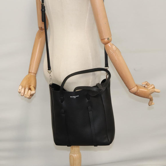 BALENCIAGA Everyday Tote XS Bag Leather 2way Black Silver 489813 Auth hk1951V