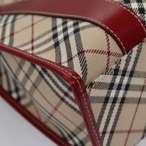 BURBERRY Blue Label Nova Check Tote Bag Canvas Red Beige Auth hk1956