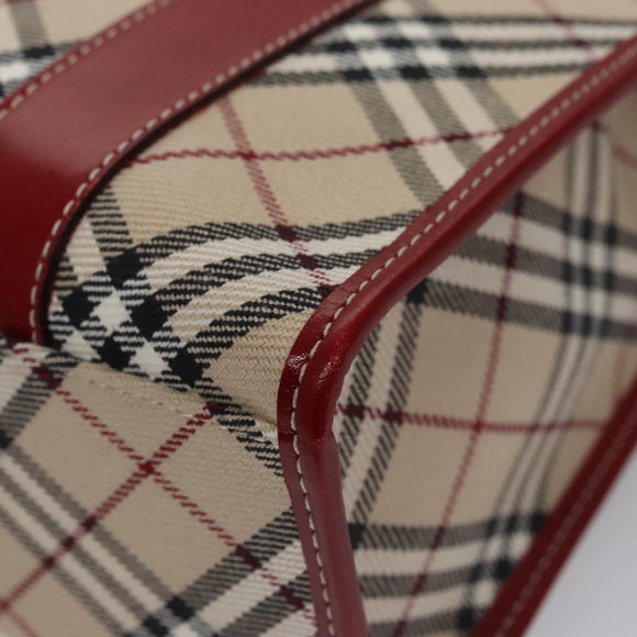 BURBERRY Blue Label Nova Check Tote Bag Canvas Red Beige Auth hk1956