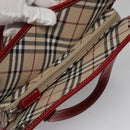 BURBERRY Blue Label Nova Check Tote Bag Canvas Red Beige Auth hk1956-10