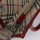 BURBERRY Blue Label Nova Check Tote Bag Canvas Red Beige Auth hk1956-15