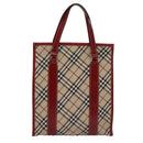BURBERRY Blue Label Nova Check Tote Bag Canvas Red Beige Auth hk1956-2