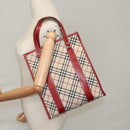 BURBERRY Blue Label Nova Check Tote Bag Canvas Red Beige Auth hk1956-22