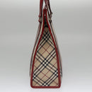 BURBERRY Blue Label Nova Check Tote Bag Canvas Red Beige Auth hk1956-4