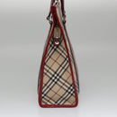 BURBERRY Blue Label Nova Check Tote Bag Canvas Red Beige Auth hk1956-5
