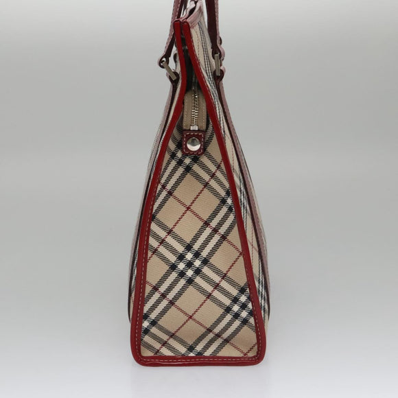 BURBERRY Blue Label Nova Check Tote Bag Canvas Red Beige Auth hk1956