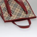 BURBERRY Blue Label Nova Check Tote Bag Canvas Red Beige Auth hk1956-6