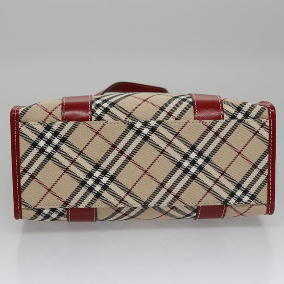 BURBERRY Blue Label Nova Check Tote Bag Canvas Red Beige Auth hk1956