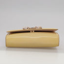 Salvatore Ferragamo Chain Shoulder Bag Enamel Yellow Auth hk1961-9