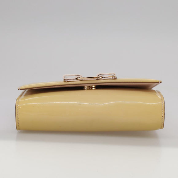 Salvatore Ferragamo Chain Shoulder Bag Enamel Yellow Auth hk1961
