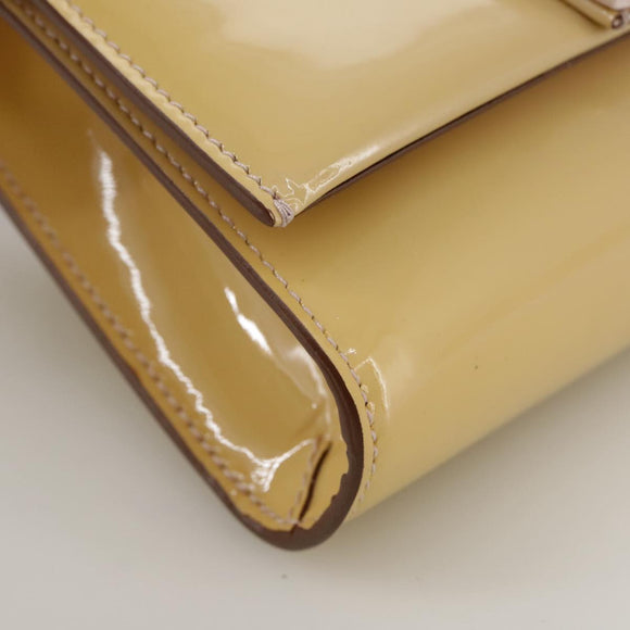 Salvatore Ferragamo Chain Shoulder Bag Enamel Yellow Auth hk1961