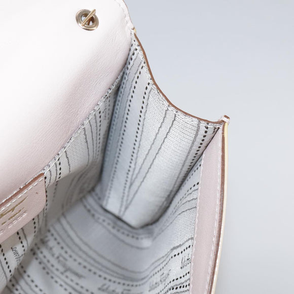 Salvatore Ferragamo Chain Shoulder Bag Enamel Yellow Auth hk1961