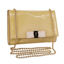 Salvatore Ferragamo Chain Shoulder Bag Enamel Yellow Auth hk1961-1