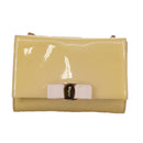 Salvatore Ferragamo Chain Shoulder Bag Enamel Yellow Auth hk1961-2