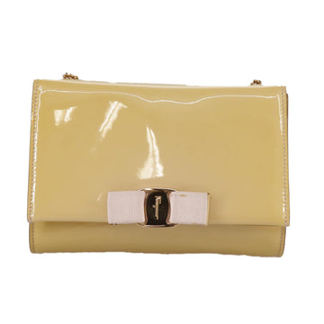 Salvatore Ferragamo Chain Shoulder Bag Enamel Yellow Auth hk1961 - 0