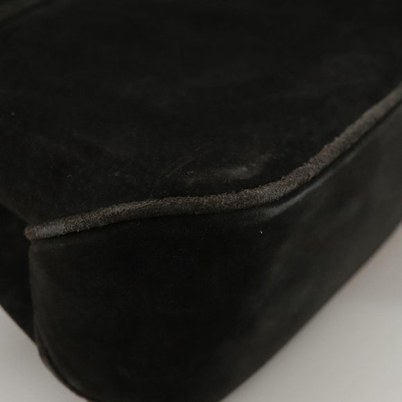 Salvatore Ferragamo Shoulder Bag Suede Black Auth hk1963