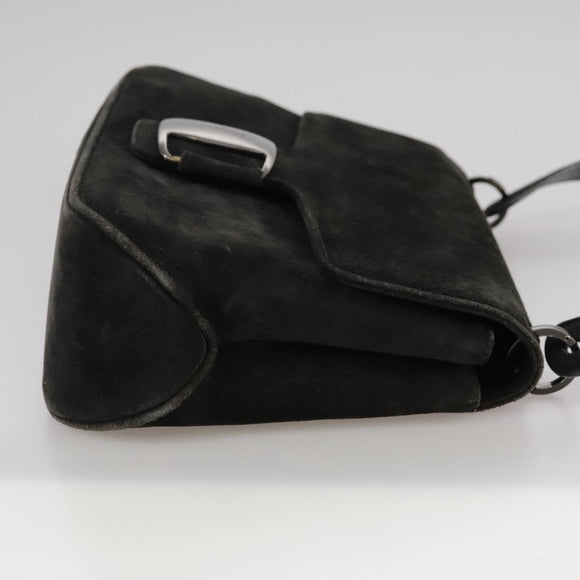 Salvatore Ferragamo Shoulder Bag Suede Black Auth hk1963