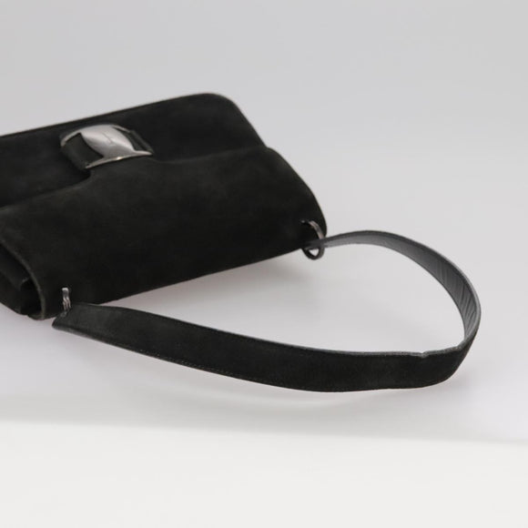 Salvatore Ferragamo Shoulder Bag Suede Black Auth hk1963
