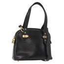 FENDI Hand Bag Leather 2way Black Gold Auth hk1976-1