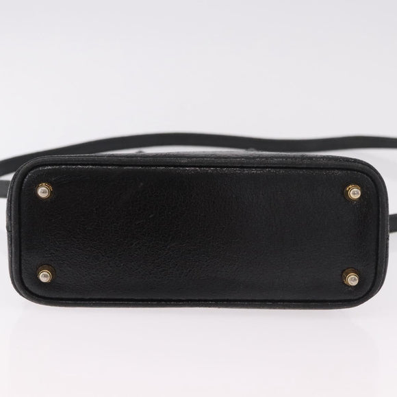 FENDI Hand Bag Leather 2way Black Gold Auth hk1976
