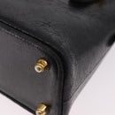 FENDI Hand Bag Leather 2way Black Gold Auth hk1976-11