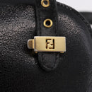 FENDI Hand Bag Leather 2way Black Gold Auth hk1976-20