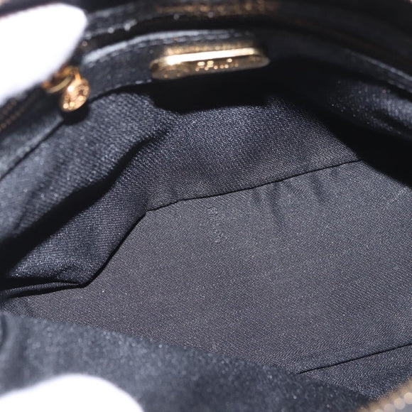 FENDI Hand Bag Leather 2way Black Gold Auth hk1976