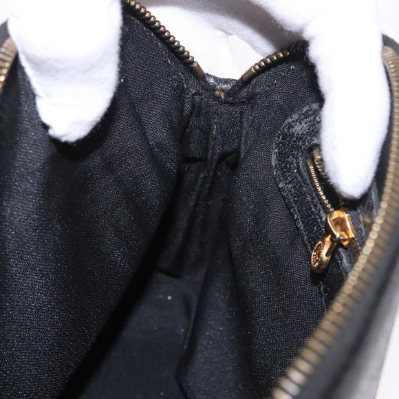 FENDI Hand Bag Leather 2way Black Gold Auth hk1976