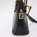 FENDI Hand Bag Leather 2way Black Gold Auth hk1976-4