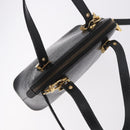 FENDI Hand Bag Leather 2way Black Gold Auth hk1976-6