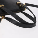 FENDI Hand Bag Leather 2way Black Gold Auth hk1976-7