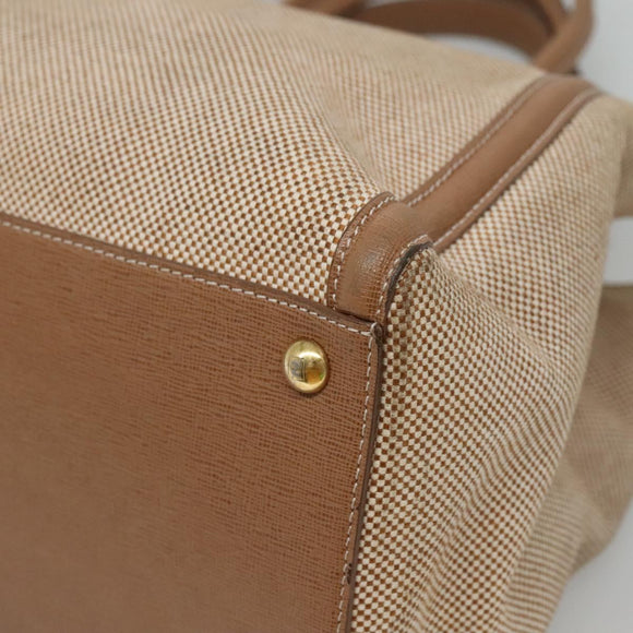 FENDI To joule Hand Bag Canvas 2way Gold Beige Auth hk1977