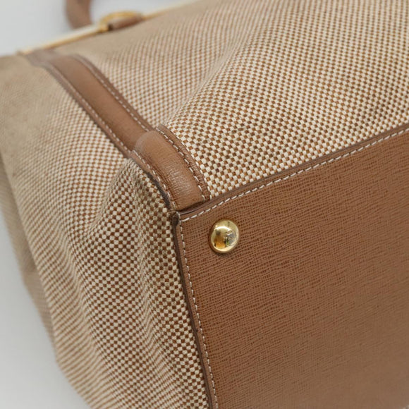 FENDI To joule Hand Bag Canvas 2way Gold Beige Auth hk1977