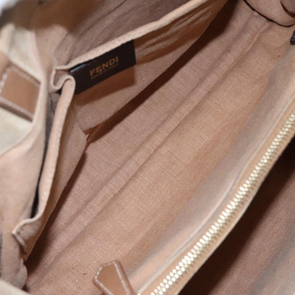 FENDI To joule Hand Bag Canvas 2way Gold Beige Auth hk1977