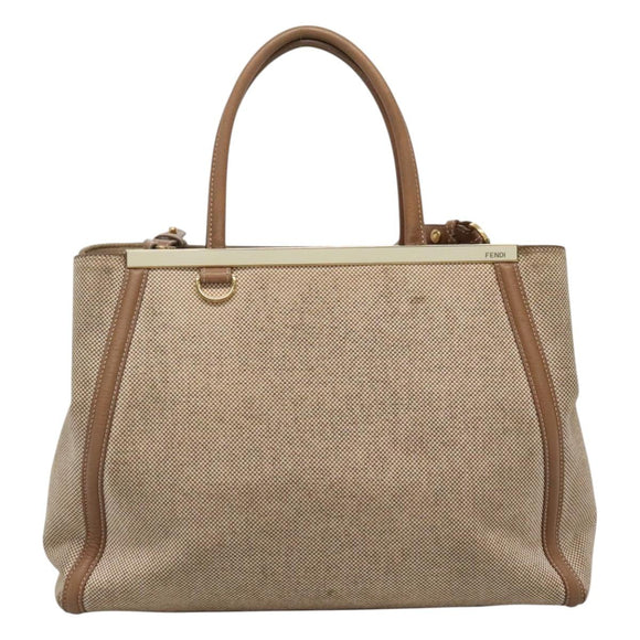 FENDI To joule Hand Bag Canvas 2way Gold Beige Auth hk1977