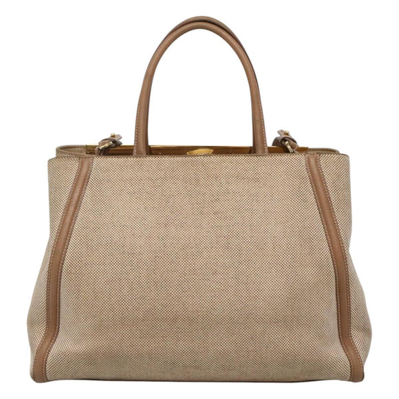FENDI To joule Hand Bag Canvas 2way Gold Beige Auth hk1977