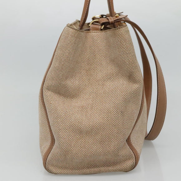 FENDI To joule Hand Bag Canvas 2way Gold Beige Auth hk1977